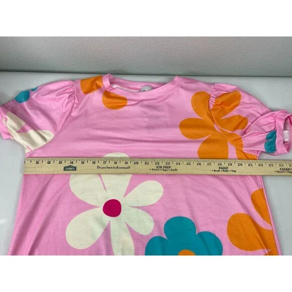 Flower Power Women Large Shirt Pink Multi Color Floral Pattern Casual NWT - Picture 7 of 8